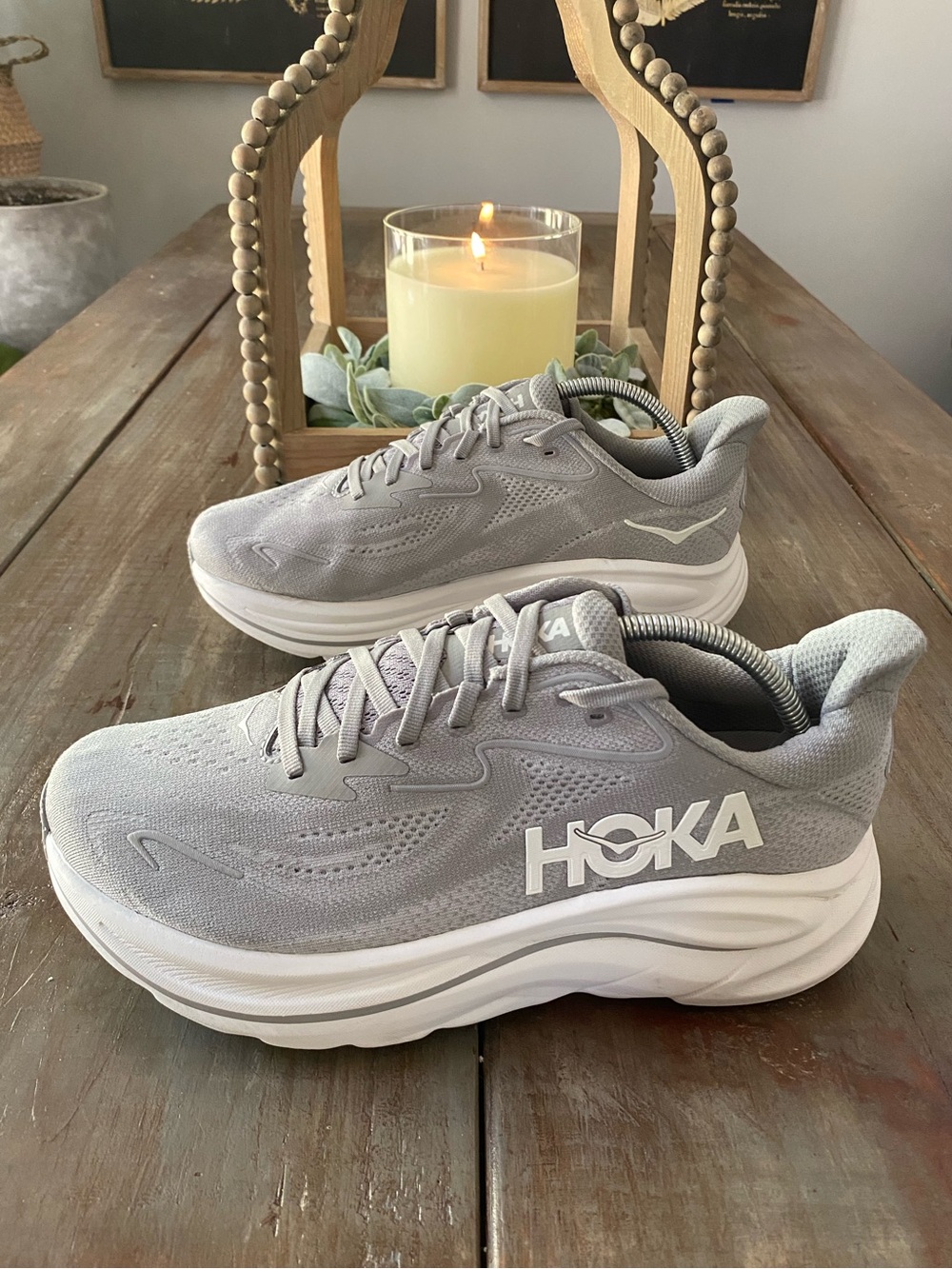 Hoka Clifton 10 Running Athletic Sneakers Shoes Mens 9 4E X Wide Stellar Grey - Picture 2 of 8
